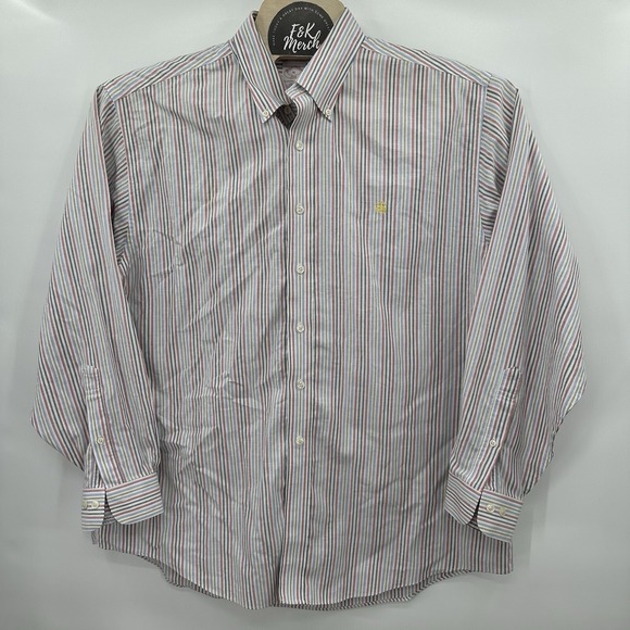 Brooks Brothers Button Down Long Sleeve Shirt Men's XL Pink Blue Stripe‎ Preppy - Picture 2 of 4